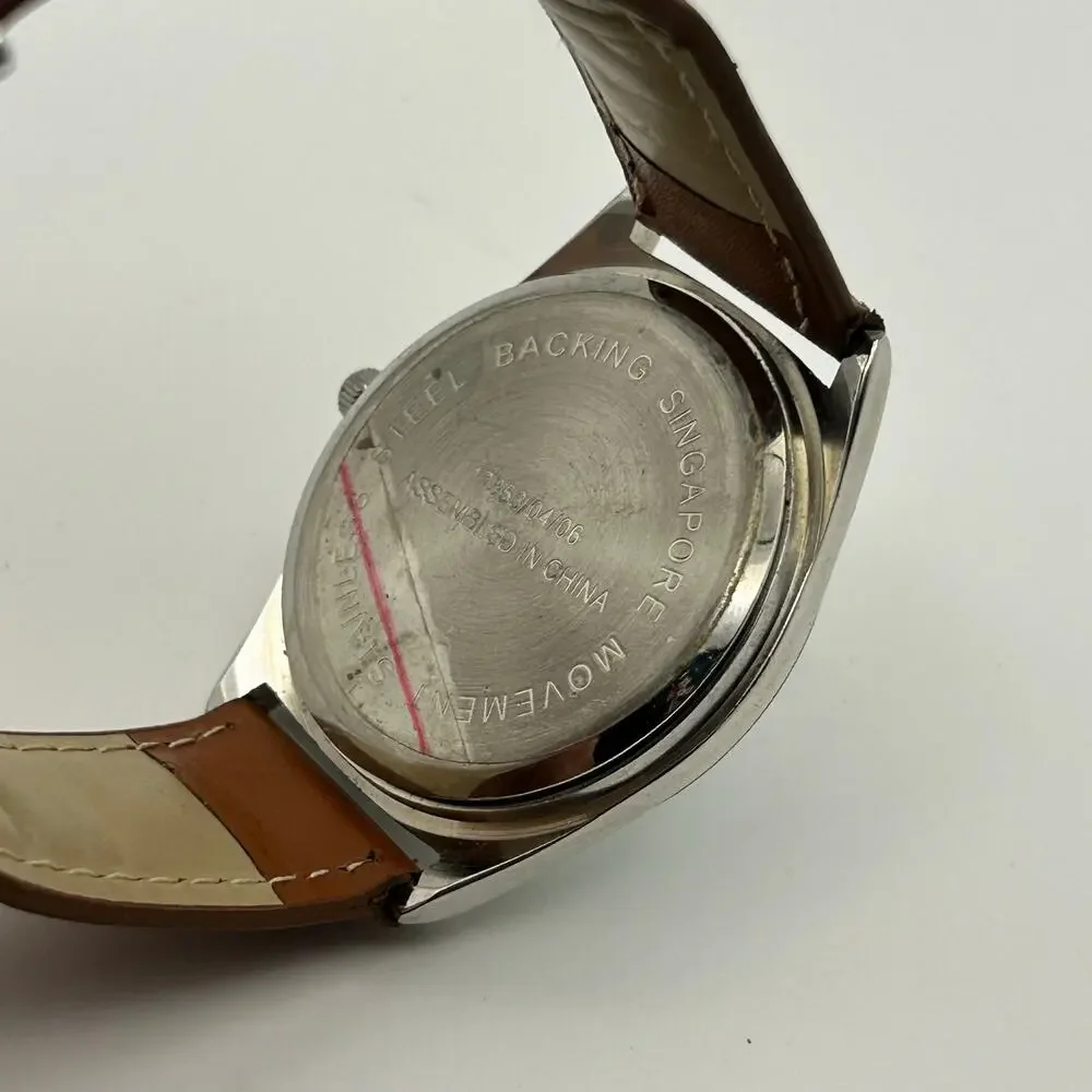 Pier Carlo D'Alessio (PCA) Silver Tone Brown Leather Watch Working New Battery